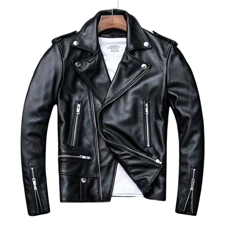 Schwarze Herren-Bikerjacke in Lederoptik