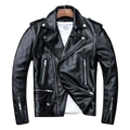 Schwarze Herren-Bikerjacke in Lederoptik