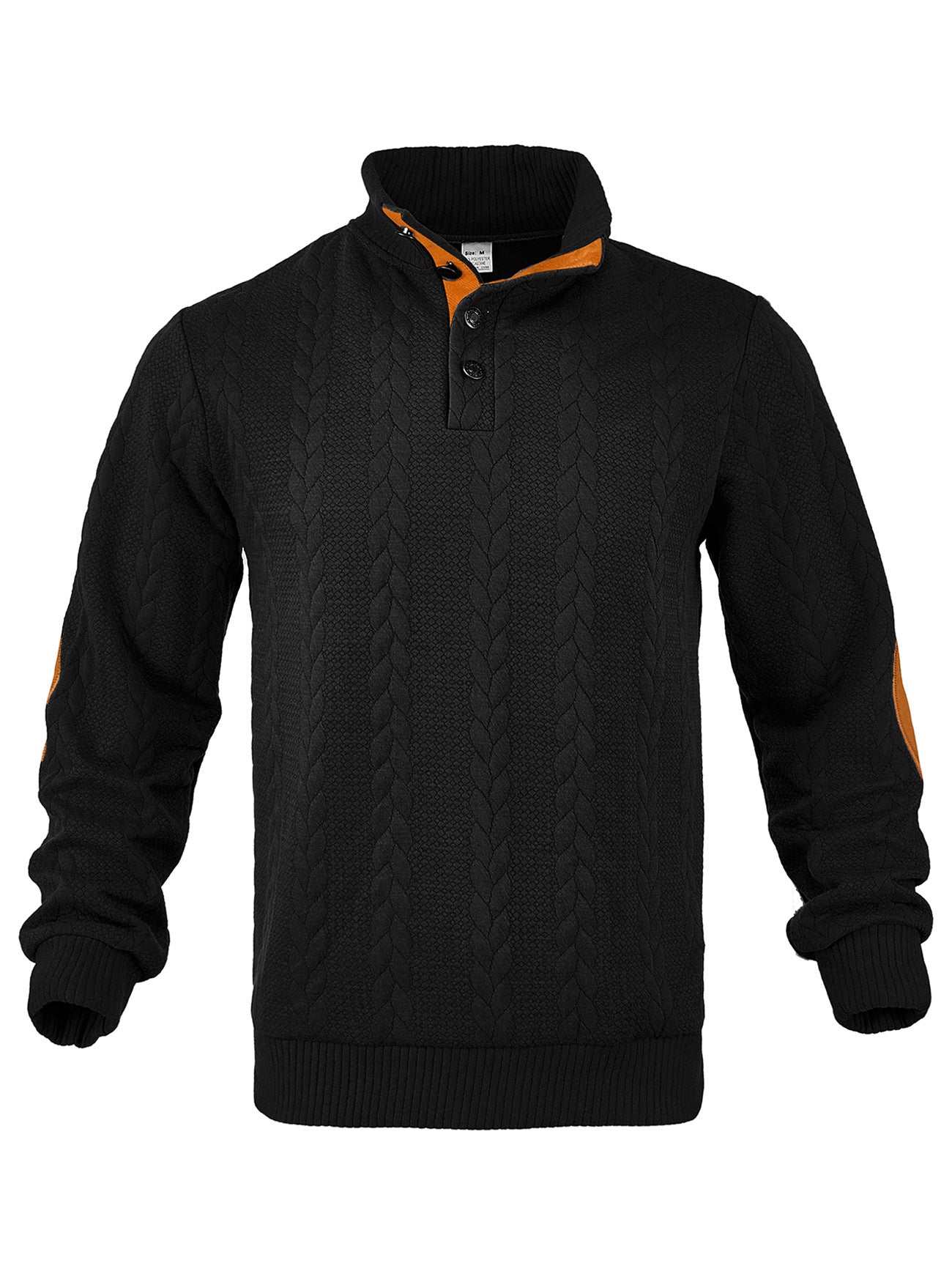 Herren Strickpullover mit Zopfmuster und Knopfleiste