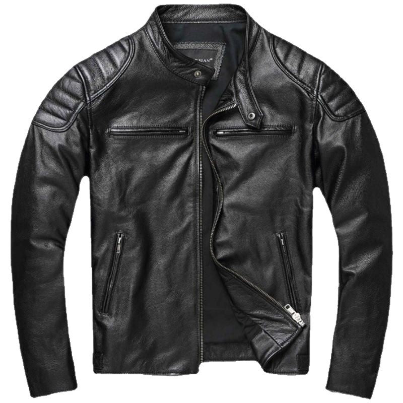 Herren-Bikerjacke aus echtem Rindsleder