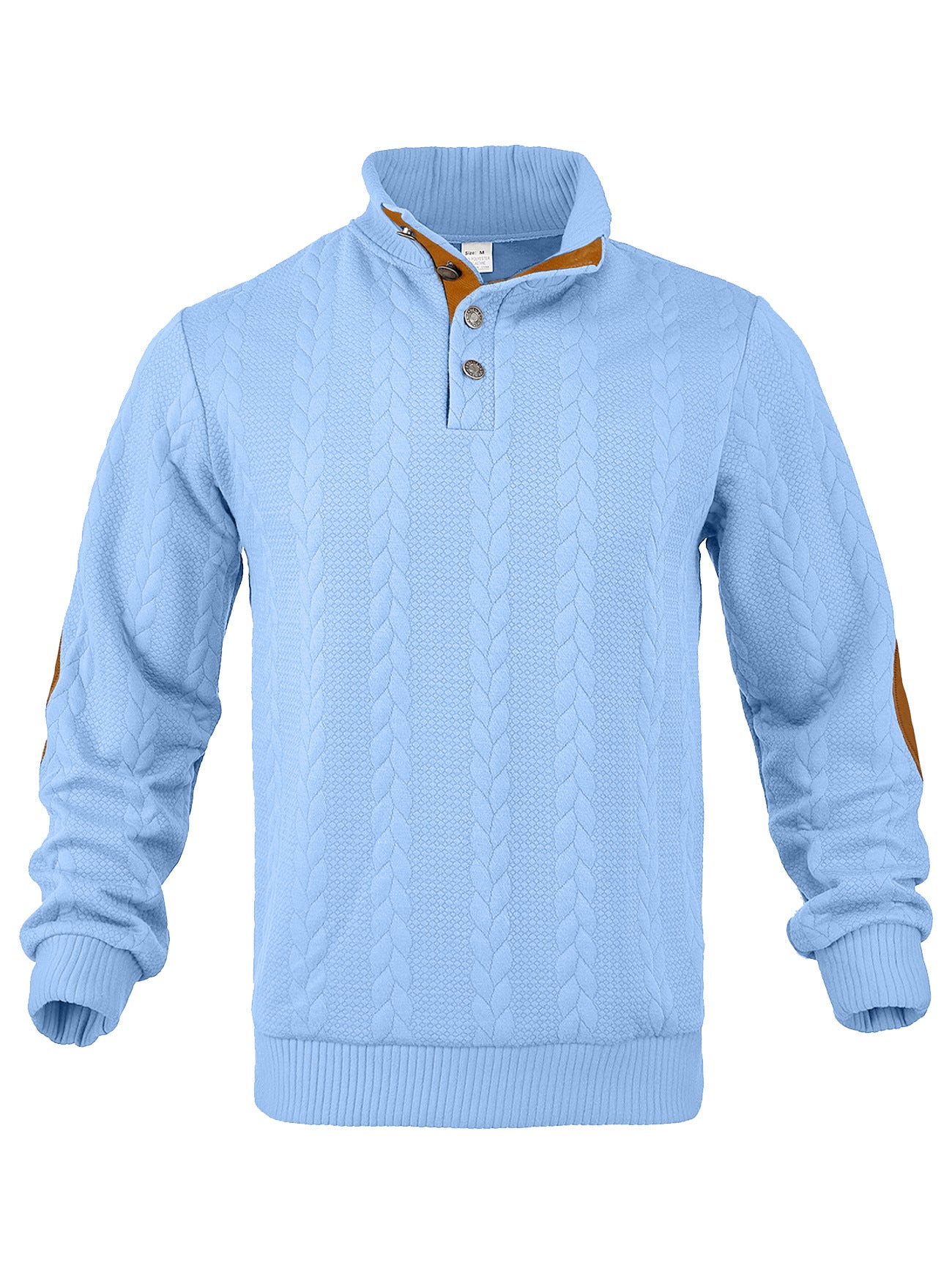 Herren Strickpullover mit Zopfmuster und Knopfleiste