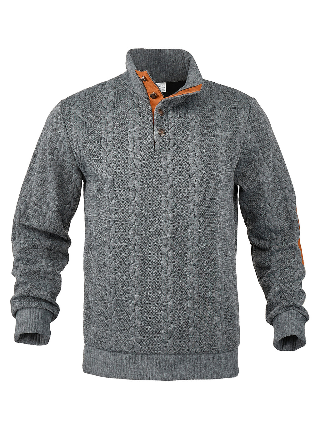 Herren Strickpullover mit Zopfmuster und Knopfleiste