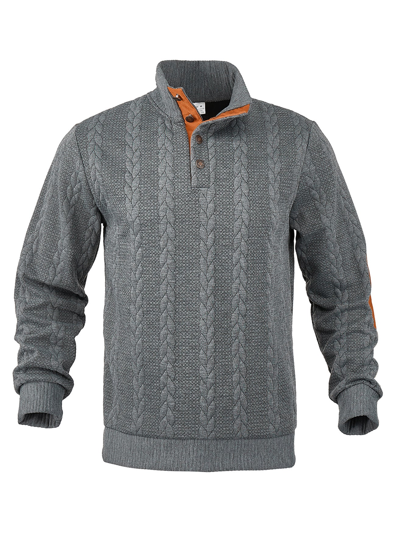 Herren Strickpullover mit Zopfmuster und Knopfleiste