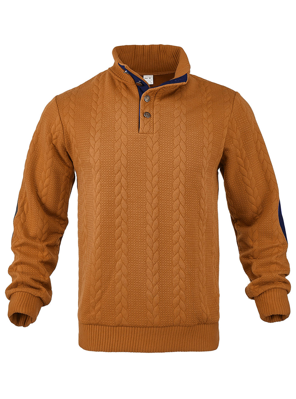 Herren Strickpullover mit Zopfmuster und Knopfleiste