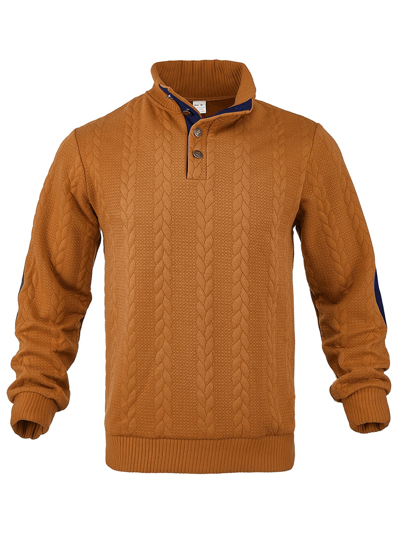 Herren Strickpullover mit Zopfmuster und Knopfleiste