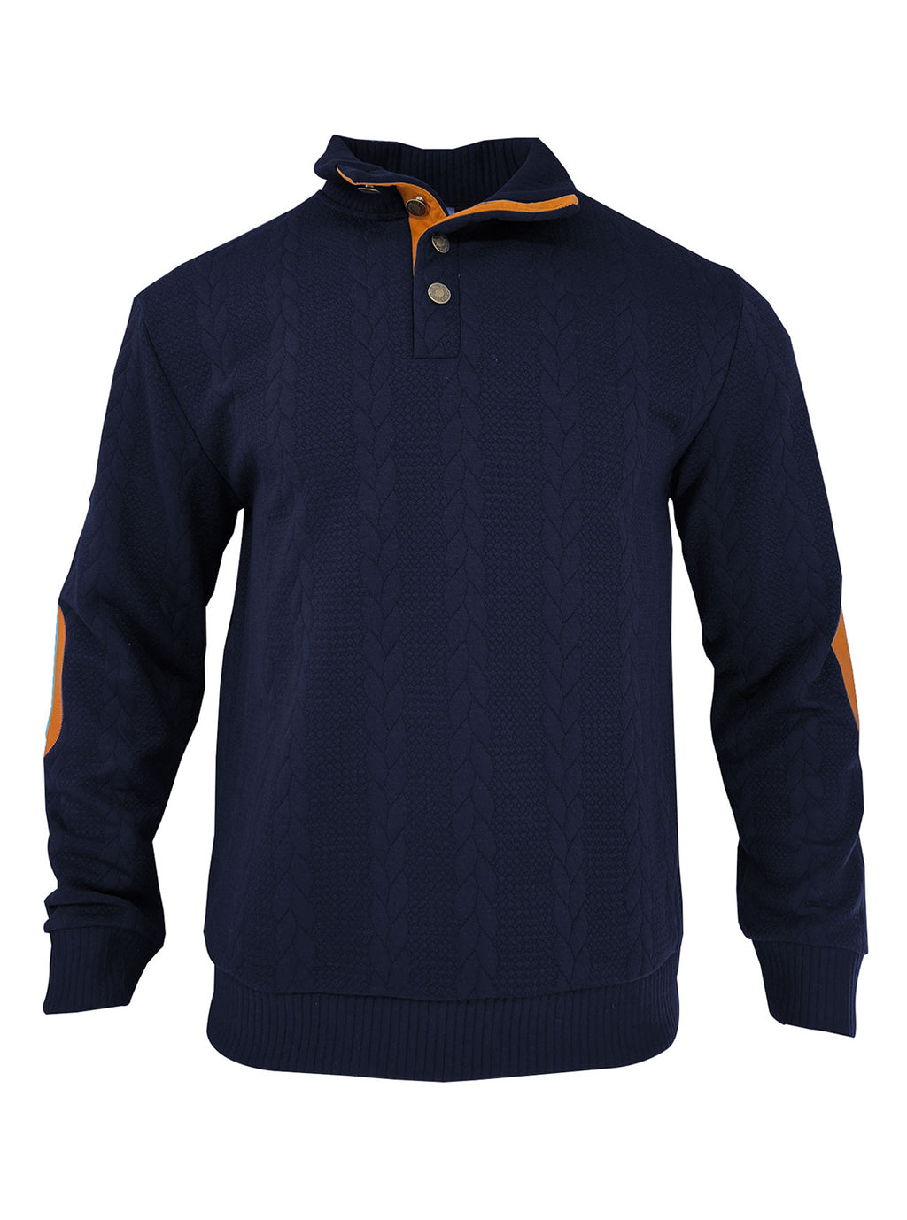 Herren Strickpullover mit Zopfmuster und Knopfleiste
