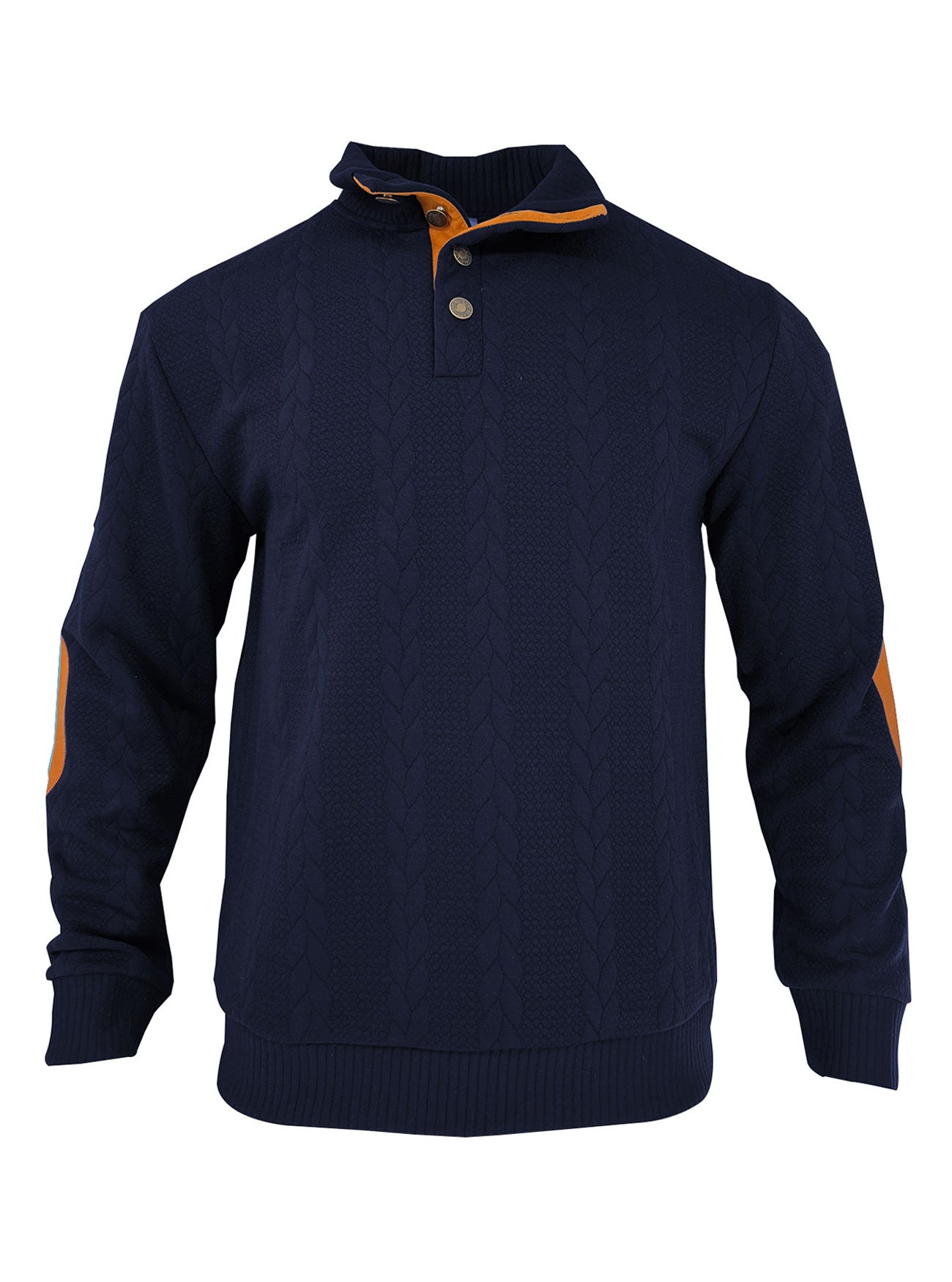 Herren Strickpullover mit Zopfmuster und Knopfleiste