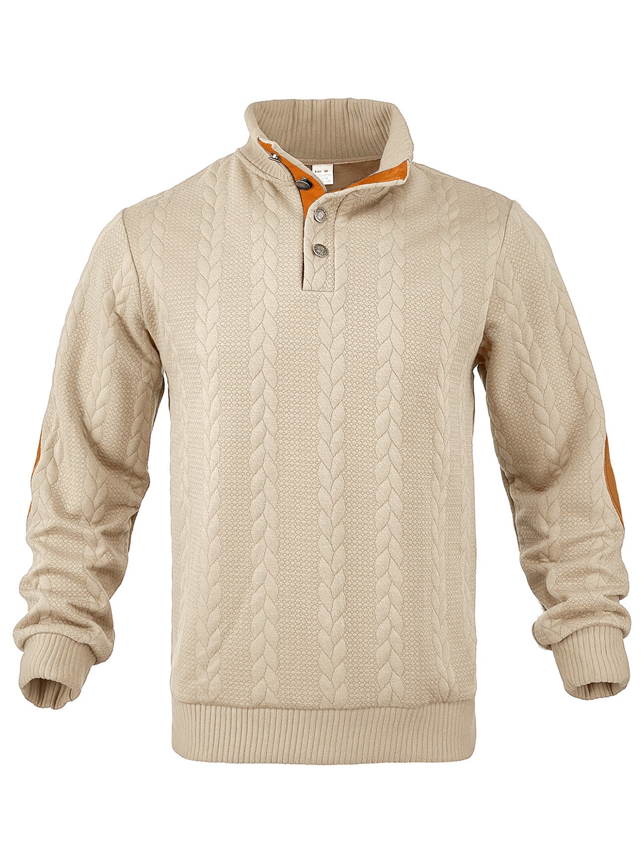 Herren Strickpullover mit Zopfmuster und Knopfleiste