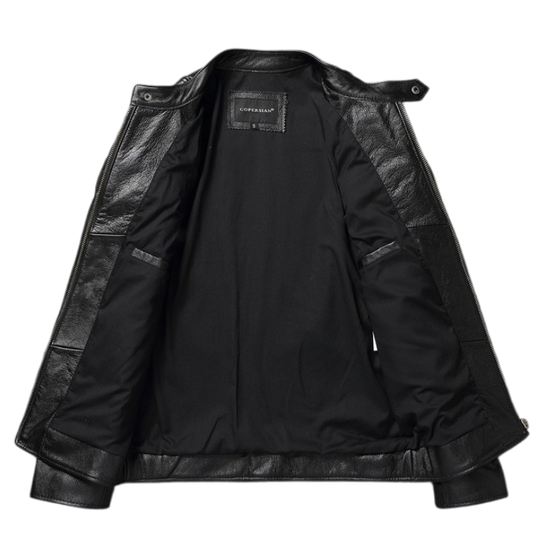 Herren-Bikerjacke aus echtem Rindsleder