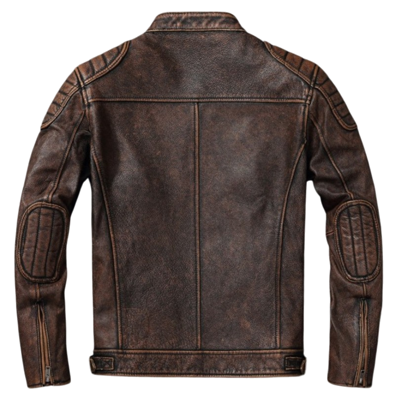 Herren-Bikerjacke aus echtem Rindsleder