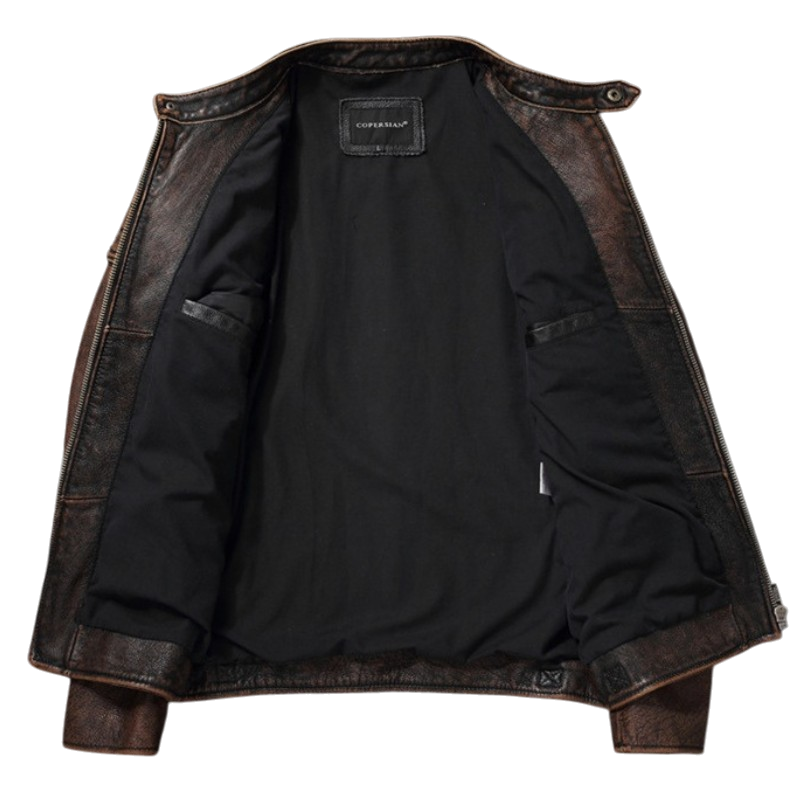 Herren-Bikerjacke aus echtem Rindsleder