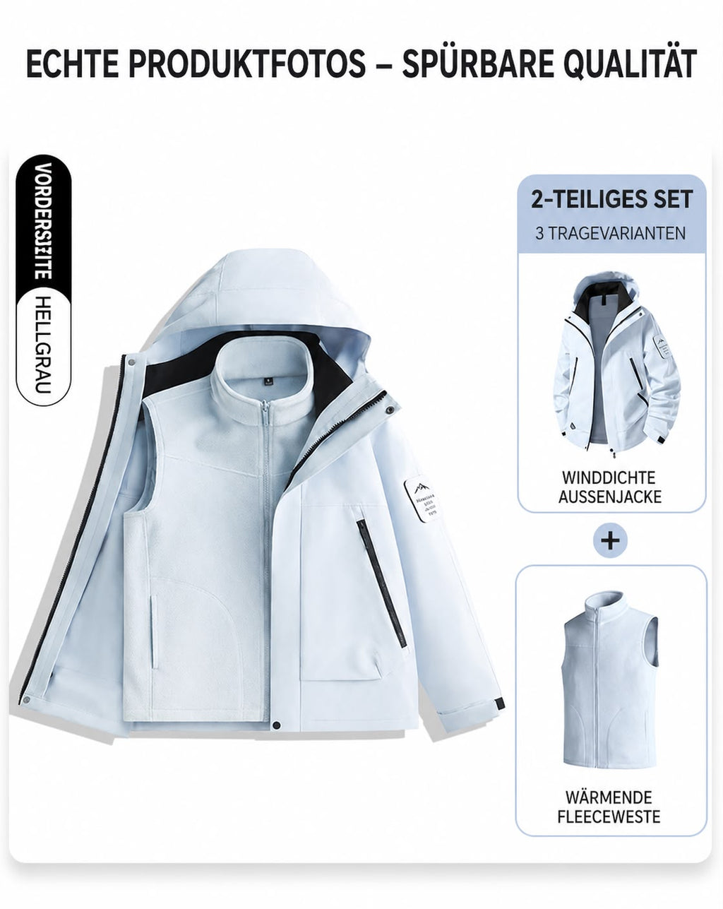 3-in-1 Outdoorjacke mit herausnehmbarer Fleeceweste