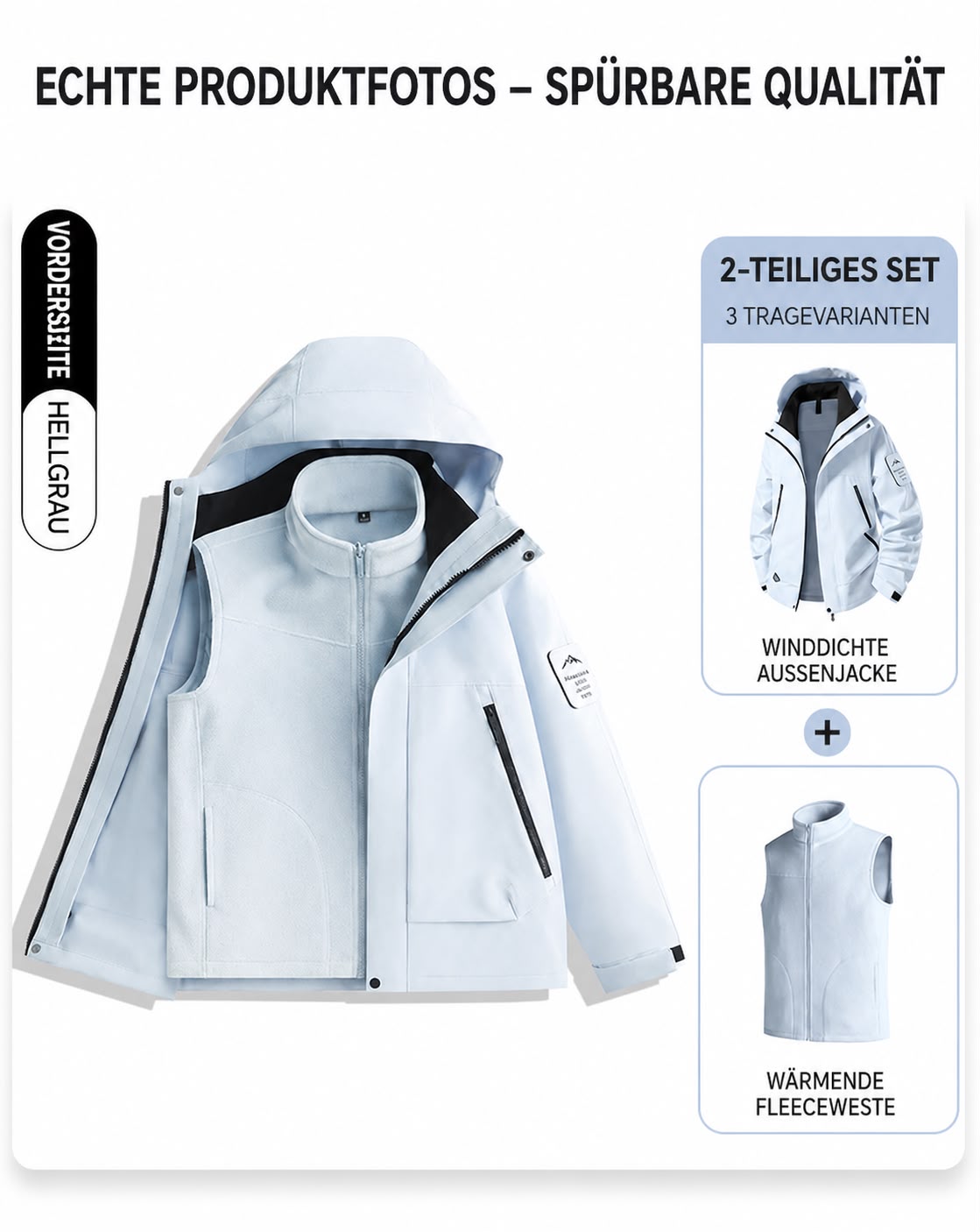 3-in-1 Outdoorjacke mit herausnehmbarer Fleeceweste
